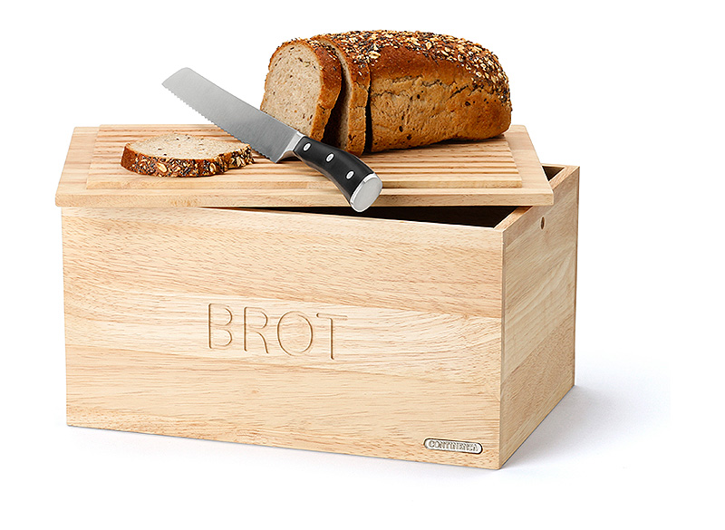 Continenta Holz Brotkasten Brotbox Brotkiste Brotbehälter Gummibaumholz